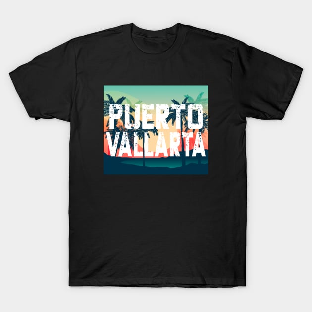 Puerto Vallarta Mexico Palm Tree Vacation T-Shirt by FilsonDesigns